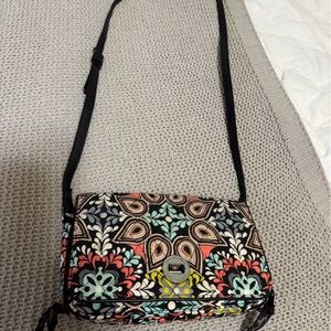 Vera Bradley Black and Red Crossbody Bag with Vibrant Pattern